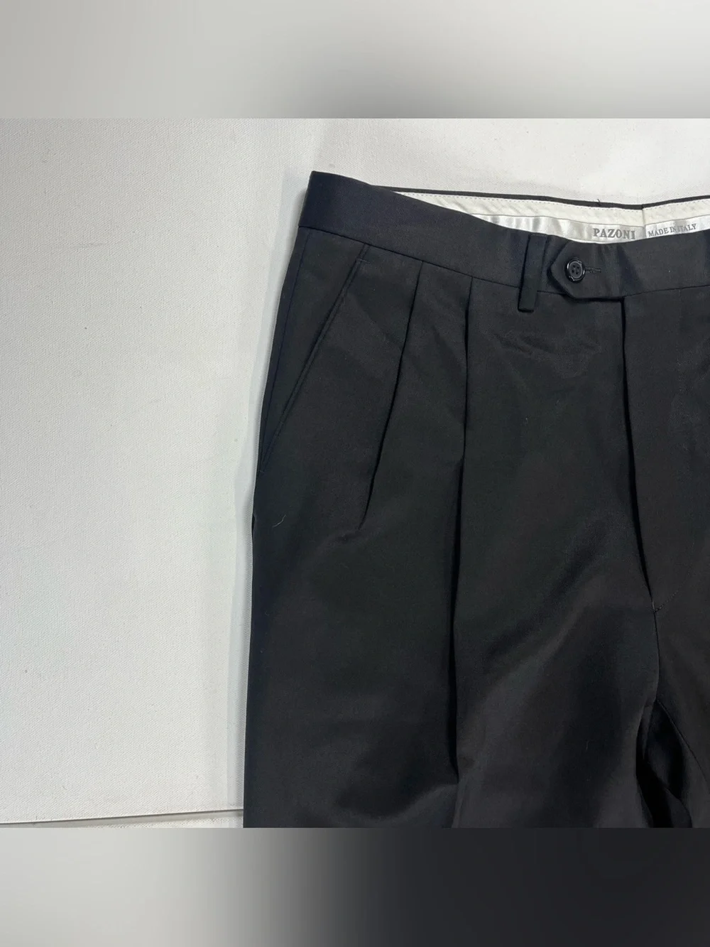 Pazoni Pants Black Wool Made In Italy Dress Trousers Classic Como Men’s 34 X 31